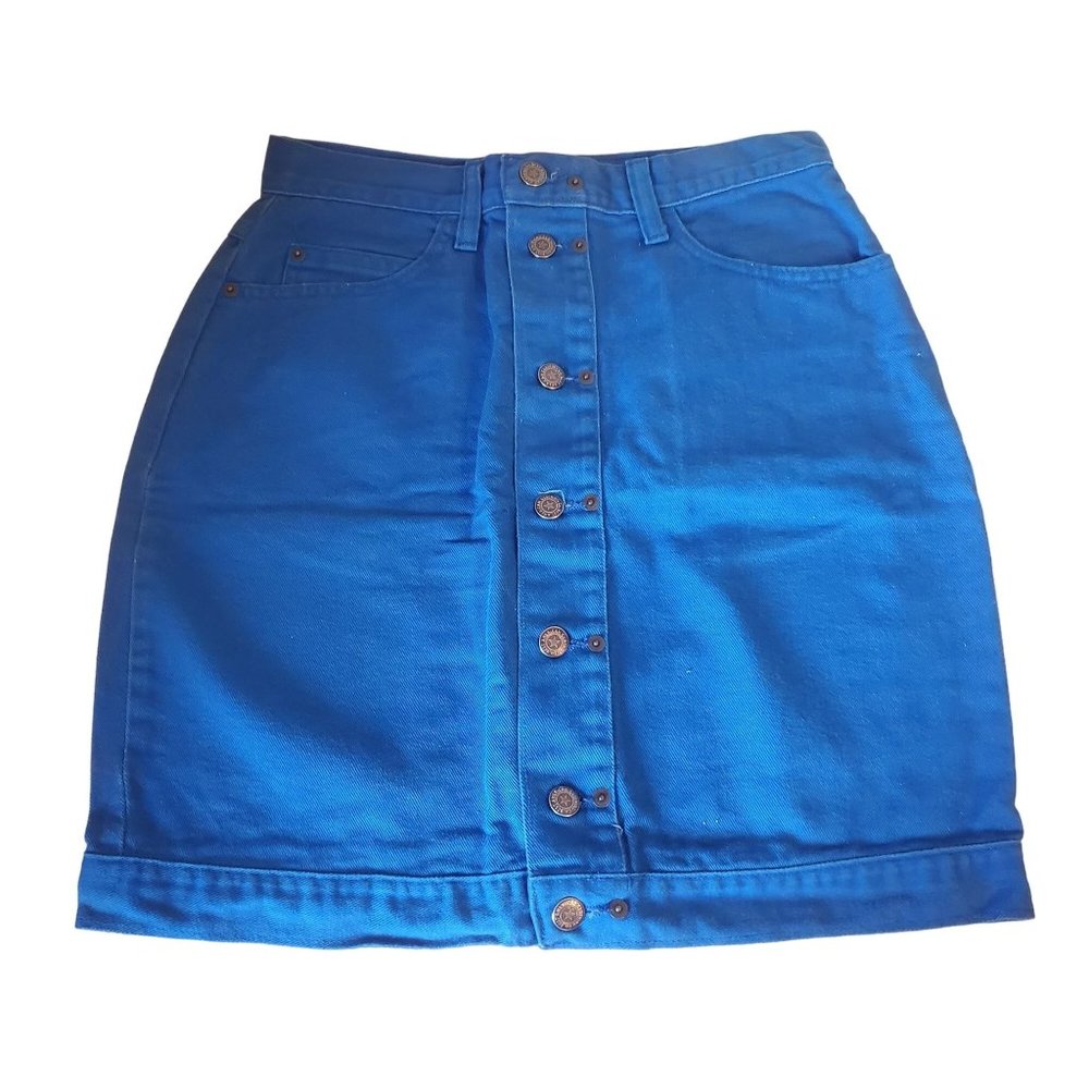 BEST American 9 10 Blue Jean Denim Pencil Skirt Mini High Waisted Vintage